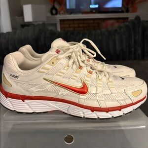 Nike P-6000 White and Red Sneakers